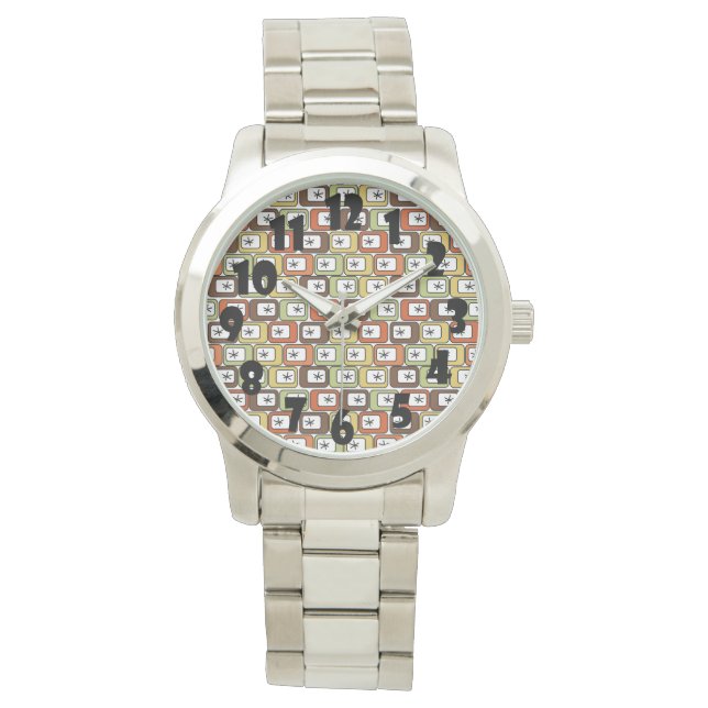Montre Rectangles rétro avec Starbursts (devant)