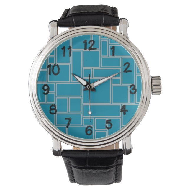 Montre Rectangles turquoises (devant)