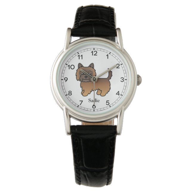Montre Red Brindle Cairn Terrier mignon Dessin dessiné Ch (devant)