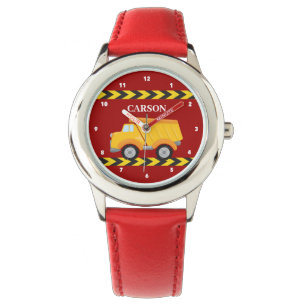 Montre Red Dump Truck Custom Boys Nom Enfants