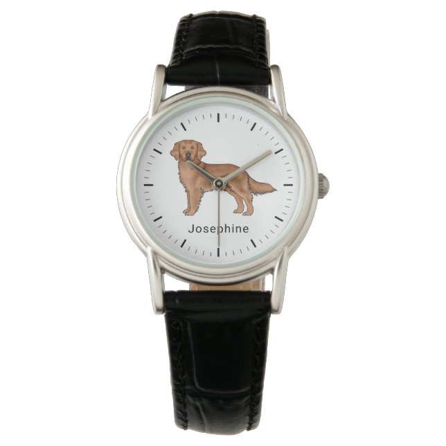 Montre Red Golden Retriever mignon chien avec nom personn (devant)