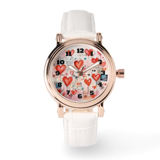 Montre Red Hearts Whimsical Love Motif (Recto)