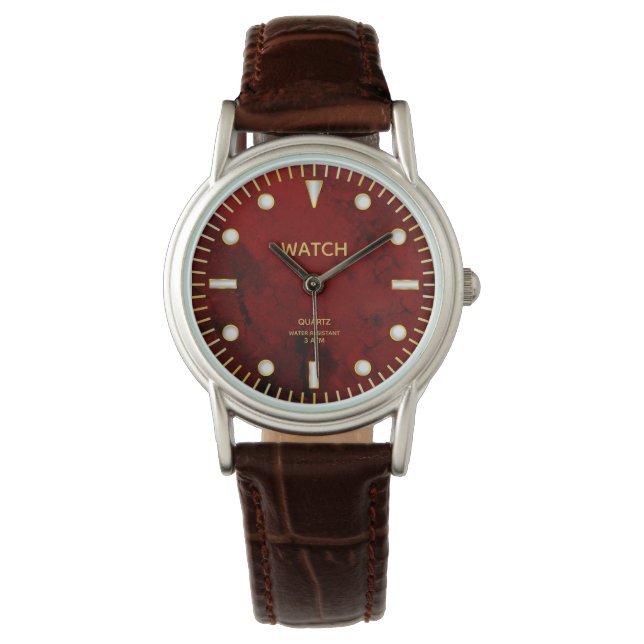 Montre Red Jasper Jade Dial Nom personnalisé (devant)