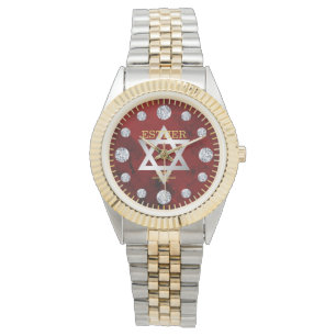 Montre Red Jasper Jade Diamond Dial Nom personnalisé