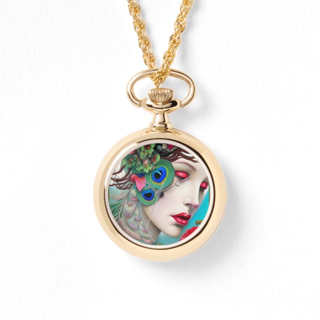 Montre Red Lips et Rose Peacock Abstrait (Recto)