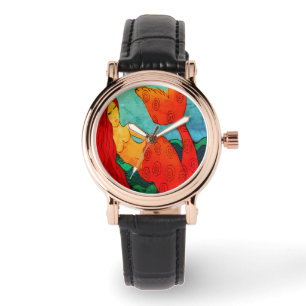 Montre Red Mermaid Art Abstrait original