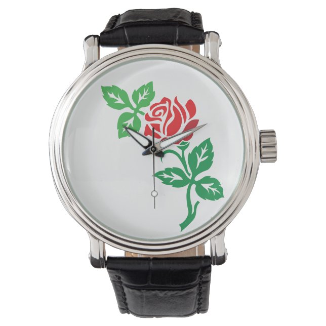 Montre Red Rose Flower Design – Classic Floral Beauty (devant)