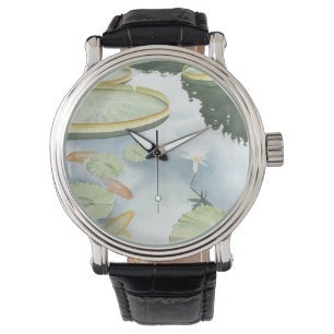 Montre Réflexion d'étang de Koi avec des poissons et de
