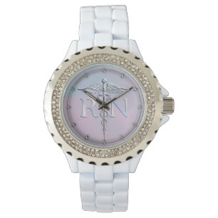 Montre Regard Médicale de perle de mère de caducée de 
