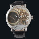 Montre Regarder la musique saxophone<br><div class="desc">Montre de musique saxophone. Vous pouvez créer vos propres montres photo personnalisées en ajoutant une photo de votre ordinateur,  ou en ajoutant votre nom ou votre initiale sous forme de monogramme. Un cadeau parfait pour ceux qui recherchent quelque chose de pointu et unique.</div>
