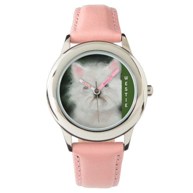 Montre Regarder l'acier inoxydable de l'enfant, Westie Do (devant)
