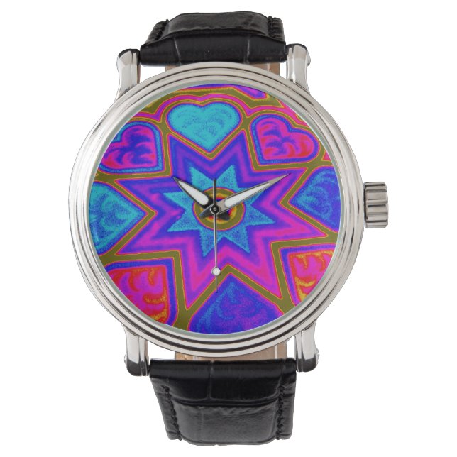 Montre Regarder les coeurs psychédéliques (devant)