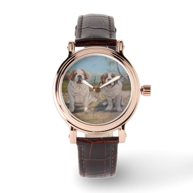Montre Regardez Ann Hayes peindre deux Saint Bernards (Recto)