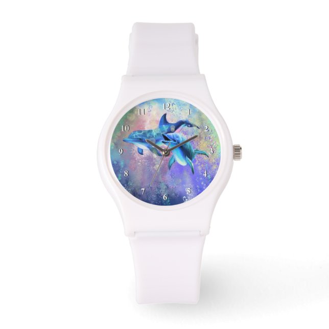Montre Regardez avec un joyeux couple de dauphins (Recto)