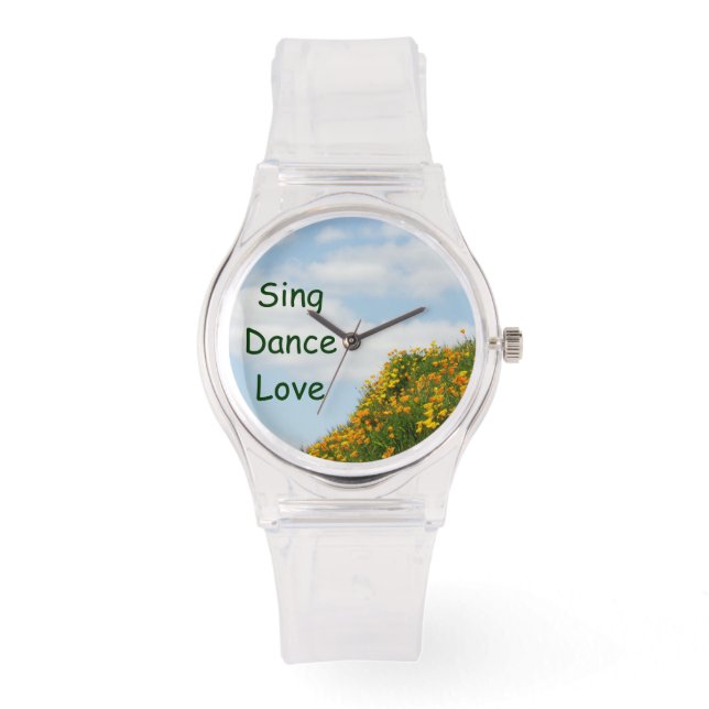 Montre Regardez Fleurs de Pavot Prairie Sing Dance Love (Recto)