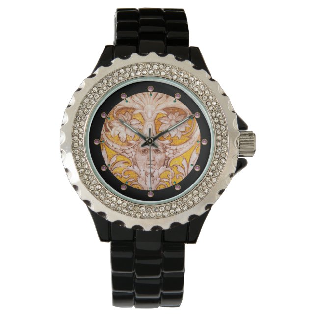 MONTRE RENAISSANCE FACE GROTESQUE WITH GOLD WHITE FLORAL (devant)