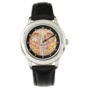 MONTRE RENAISSANCE FACE GROTESQUE WITH GOLD WHITE FLORAL