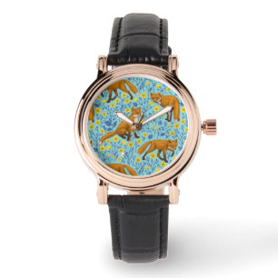Montre Renards et papillons sur le bleu de la piscine