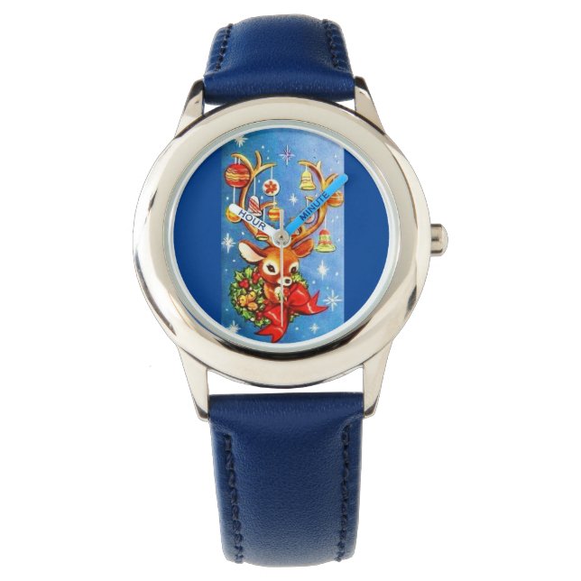 Montre Renne vintage doux superbe de Noël (devant)