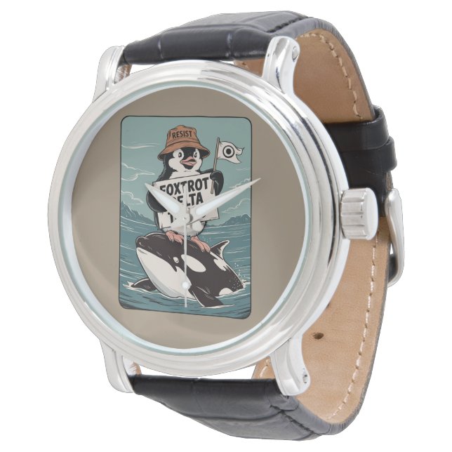 Montre Résister à l'activisme Vintage des pingouins (Incliné)