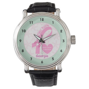 Montre Résurvivant du cancer du sein rose au ruban, front