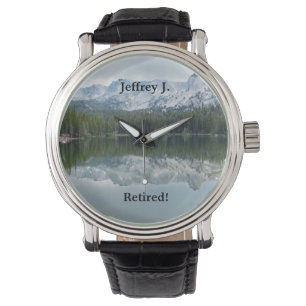 Montre Retraité, Lake Mountains, Nom. Bracelet en cuir n