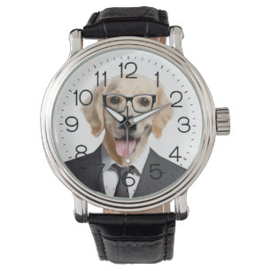 Montre Retriever or avec lunettes