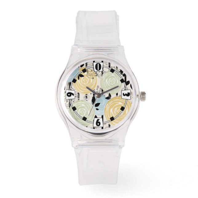 Montre Rétro, abstract flowers (Recto)
