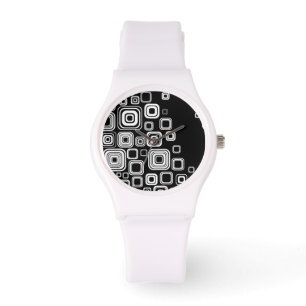 Montre Rétro black and white squares