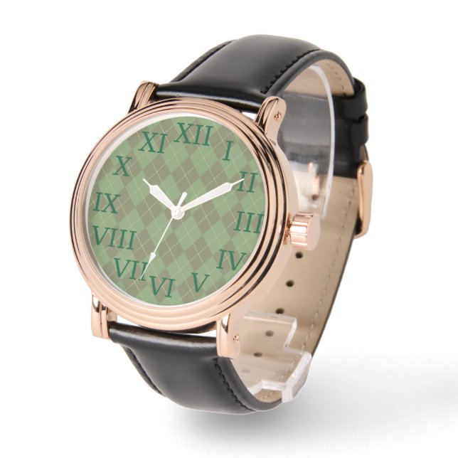 Montre Retro Green Jacquard Watch (Angle)