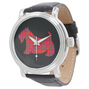 Montre Retro Red Plaid Scottish Terrier Watch