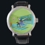 Montre Retro Romantique Gay Couple Watch<br><div class="desc">Ce design Retro Romantic Gay Couple eWatch est tout simplement fabuleux! Le style des années 60, design minimaliste, dispose d'un couple séduisant qui profite d'une soirée romantique. Ils sont blottis sur leur magnifique section turquoise moderne, dans leur maison Palm Springs. La chambre élégante et verdoyante présente un mur en pierre...</div>