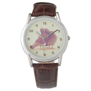 Montre Rétros inséparables embrassant le pigeon