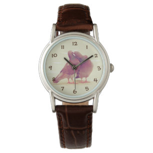 Montre Rétros inséparables embrassant le pigeon