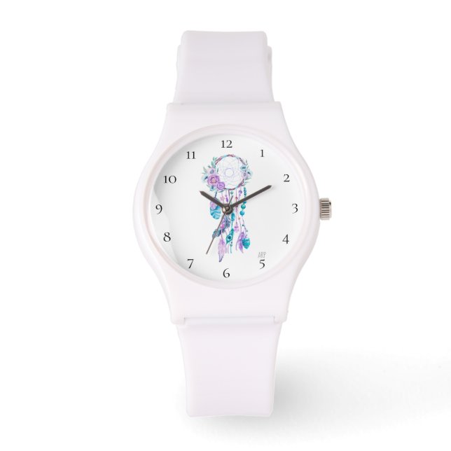 Montre *~* Rêveur Tribal Fleurs Boho Plumes de perles (Recto)