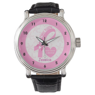 Montre Ribbon rose Survivant du cancer du sein et frontiè