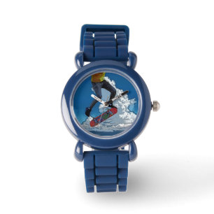 Montre Riding the Wind - Poster de skateboarder Horloge r