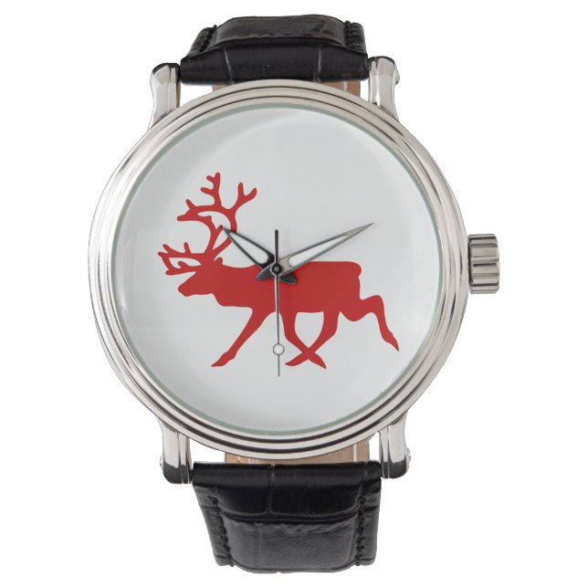 Montre Rindeer rouge / Silhouette caribou (devant)