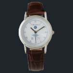 Montre RN Monogram Blue|White Face Nurse Watch<br><div class="desc">Une élégante montre bleue et blanche, avec un symbole de caducée médicale et un spot pour le nom du destinataire et le monogramme de nom de famille. Un grand cadeau pour toute personne qui est infirmière, diplômée en soins infirmiers ou membre fier de la communauté médicale. Cette montre contient un...</div>