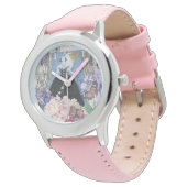 Montre Robe élégante bleue pour femme, florale et fantais (Incliné)