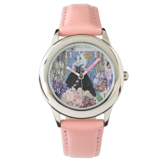 Montre Robe élégante bleue pour femme, florale et fantais (devant)