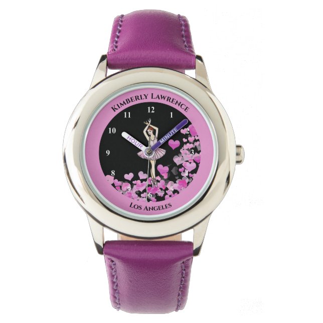 Montre Robe rose Ballerina sur les coeurs Arrière - plan  (devant)