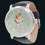 Montre Robin Bird aquarelle peinture<br><div class="desc">C'est un tableau aquarelle d'un robin sur une branche d'arbre. C’est la queue en l’air.</div>