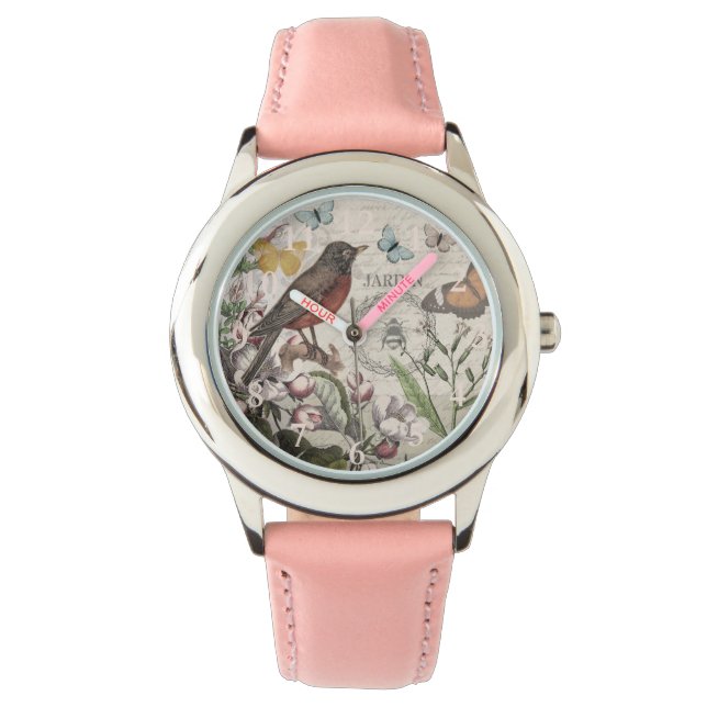 Montre Robin Elegant Bird Butterfly French Art (devant)