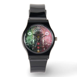Montre Robot 1 avec bracelet en silicone noir et c