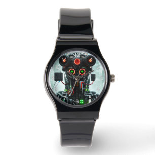 Montre Robot 5 avec bracelet en silicone noir et c