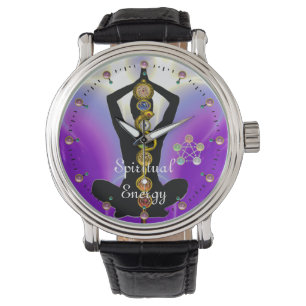 Montre RODE D'ASCLEPIUS 7 CHAKRAS, YOGA LOTUS POSE violet