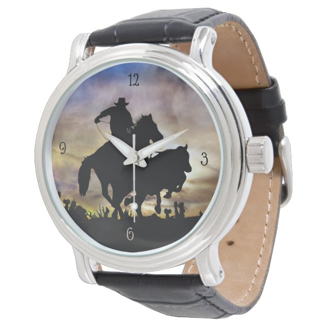 Montre Rodeo Steer Roping Cowboy (Incliné)