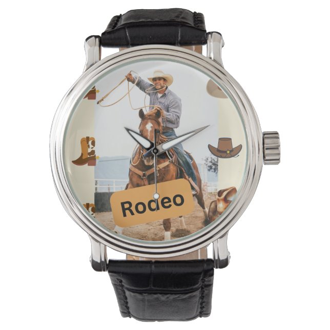 Montre Rodéo temps buccal cheval avec cowboy (devant)