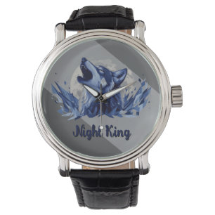 Montre Roi de nuit - Loup hurlant avec lune